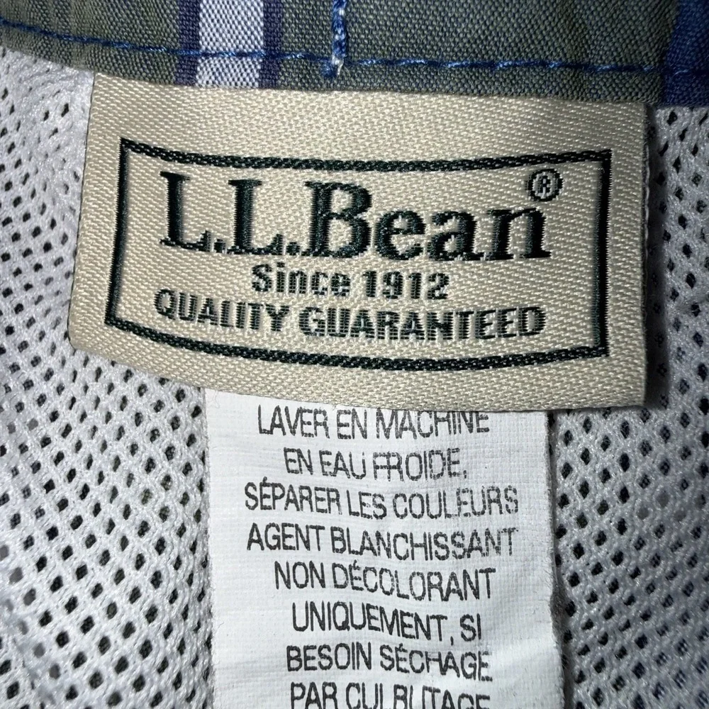 L.L.Bean Mens Plaid Cargo Swim Trunks Blue Green Size 38 Lined 9